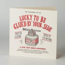 Letterpress Card - Love - Lucky To Be Glued By Your Side